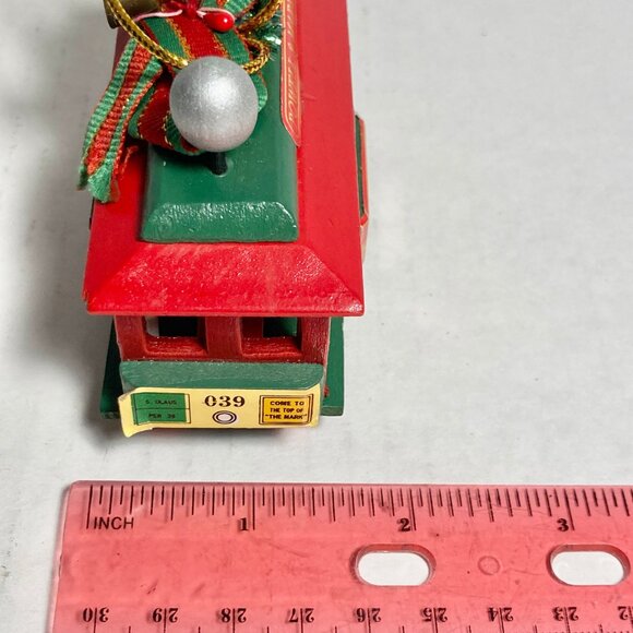 Vintage San Francisco Trolley Car Christmas Tree Ornament Powell & Market Wood - Picture 9 of 10